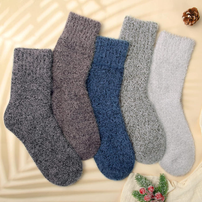 Pack Of 5 Fuzzy Slipper Diabetic Socks