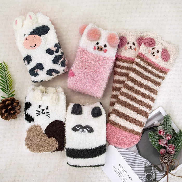 Pack Of 5 Fuzzy Slipper Diabetic Socks