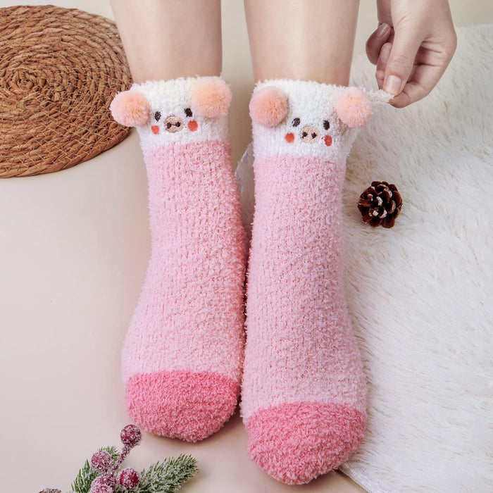 Pack Of 5 Fuzzy Slipper Diabetic Socks