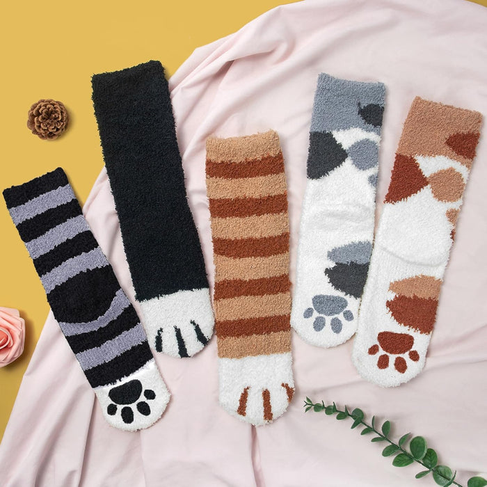 Pack Of 5 Fuzzy Slipper Diabetic Socks