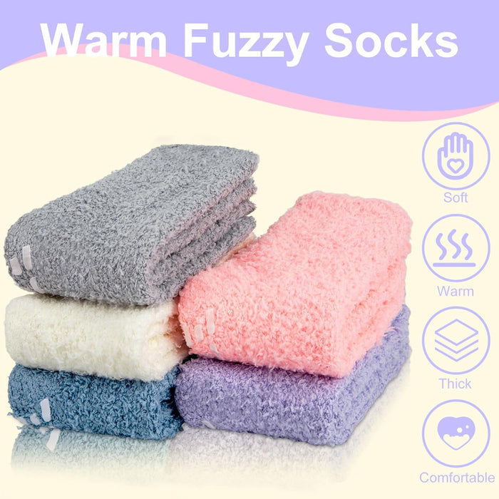 Pack Of 5 Fuzzy Slipper Diabetic Socks