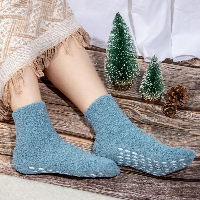 Pack Of 5 Fuzzy Slipper Diabetic Socks