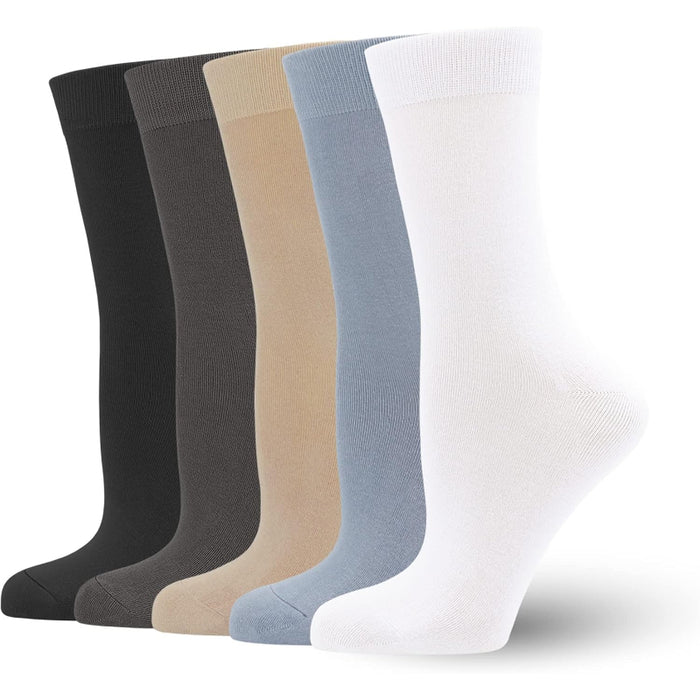 5 Pairs Soft Viscose Bamboo Crew Diabetic Socks - Comfort and Support