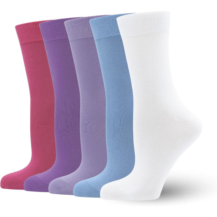 5 Pairs Soft Viscose Bamboo Crew Diabetic Socks - Comfort and Support