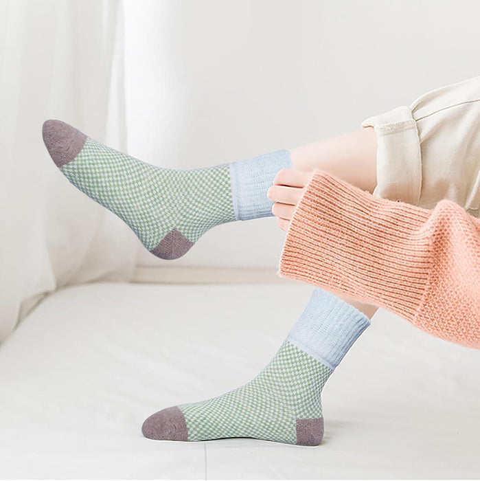 5 Pairs Warm Wool Blend Socks - Cozy and Comfortable