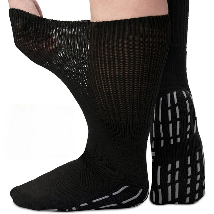 4-Pack Extra Wide Diabetic Socks - Non-Slip and Supportive