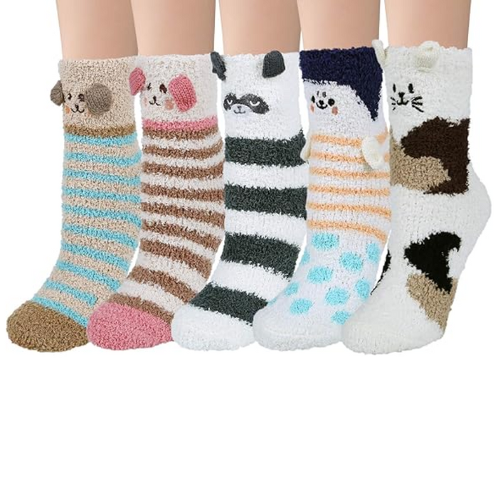 5 Pack Fuzzy Slipper Diabetic Socks – Warmth and Safety Combined