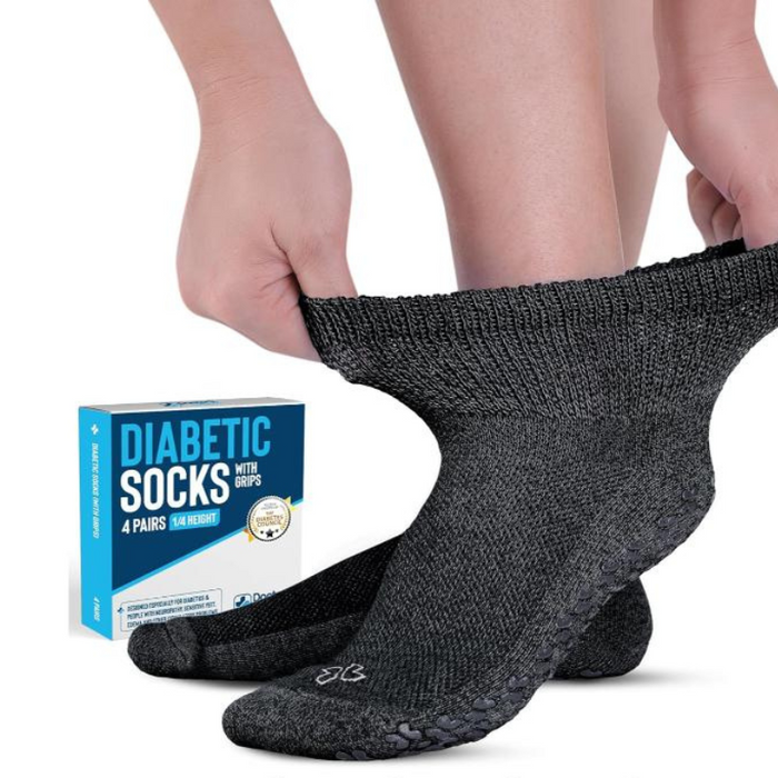 4-Pack Gripper Diabetic Socks - Secure and Comfortable Fit