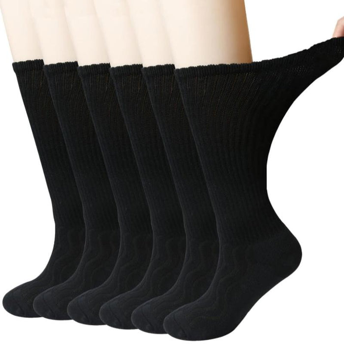 Pack Of 6 Bamboo Diabetic Crew Moisture Wicking Socks