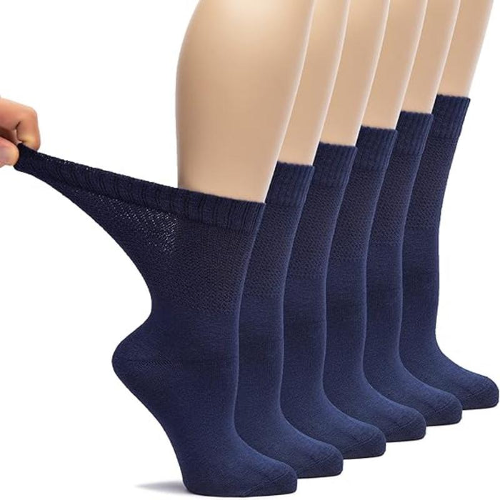 Pack Of 6 Bamboo Loose Fit Crew Diabetic Socks