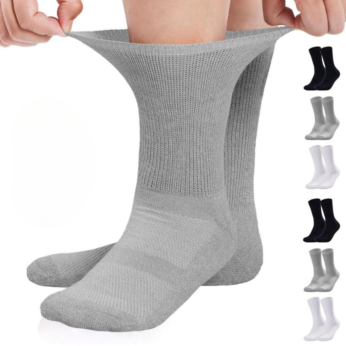 6 Pairs Non-Binding Diabetic Socks - Lightweight and Comfortable