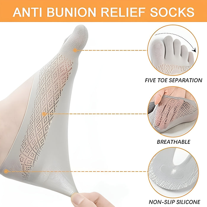 5 Pair Anti Bunion Socks - Non-Slip Silicone Support