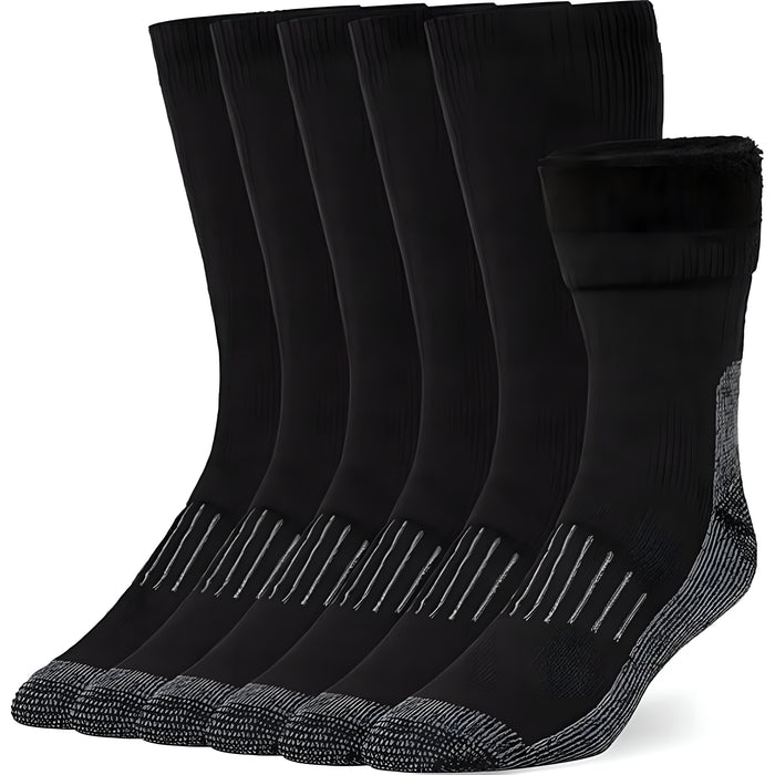 Pack Of 6 Thermal Insulated Cushioned Socks For Cold Weather