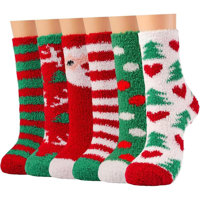 6 Pack Cozy Plush Slipper Socks – Fluffy and Comfortable