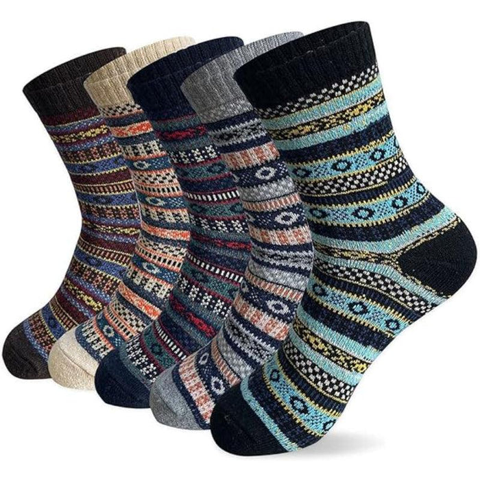 5 Pack Cozy Wool Crew Socks – Perfect for Winter and Casual Wear