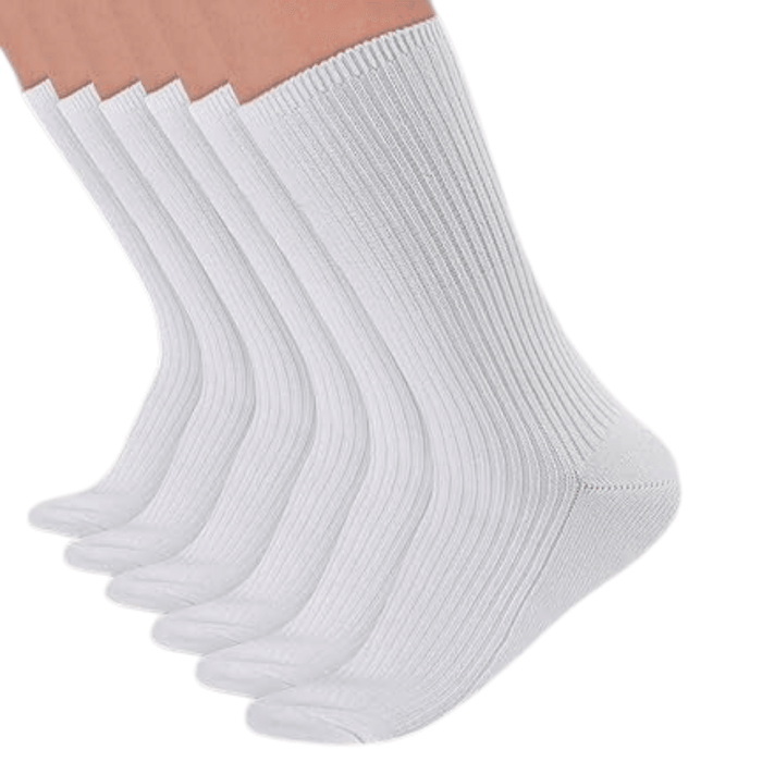 6 Pairs Non Binding Ribbed Crew Neuropathy Socks