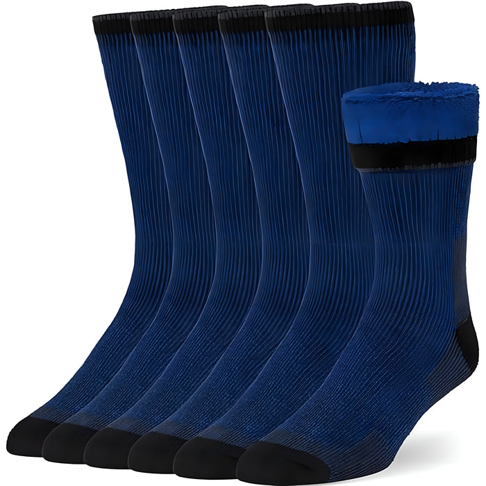 Pack Of 6 Thermal Insulated Cushioned Socks For Cold Weather