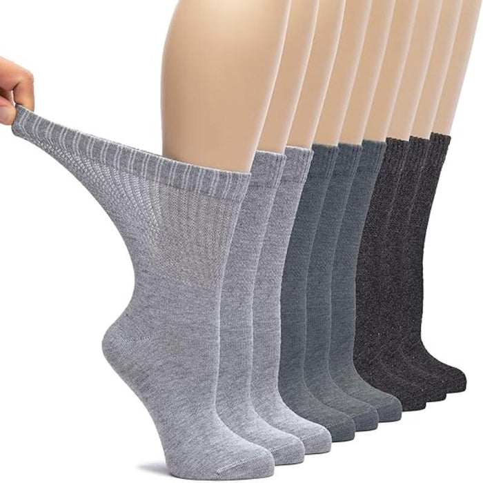 Pack Of 9 Bamboo Loose Fit Crew Diabetic Socks