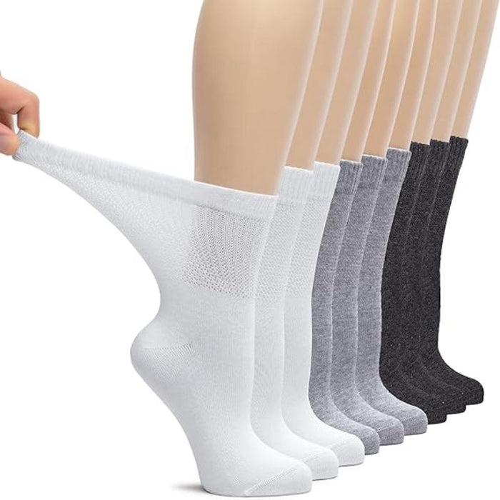 Pack Of 9 Bamboo Loose Fit Crew Diabetic Socks