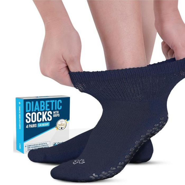 4-Pack Gripper Diabetic Socks - Secure and Comfortable Fit