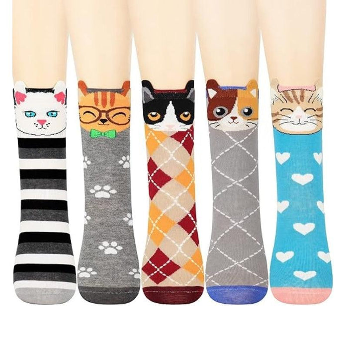 Animal Print Cartoon Socks – 5 Pairs for Fun and Style