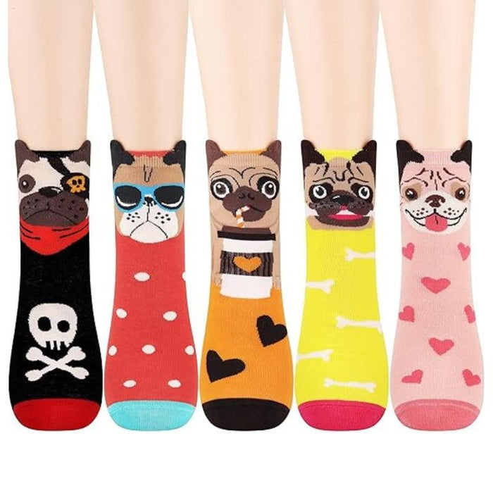 Animal Print Cartoon Socks – 5 Pairs for Fun and Style