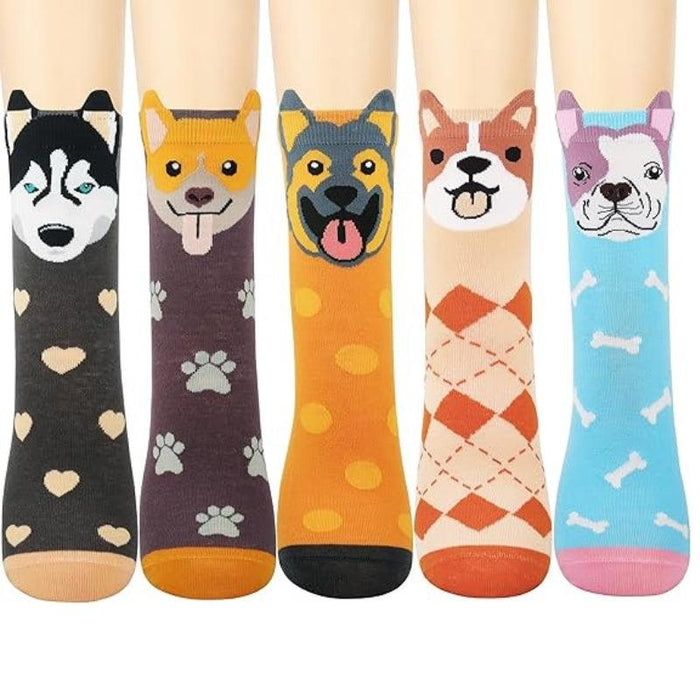 Animal Print Cartoon Socks – 5 Pairs for Fun and Style