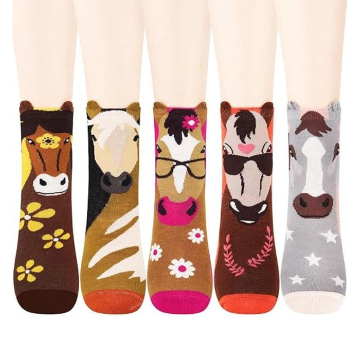 Cartoon Animal Printed Socks – Pack of 5 for Fun and Comfort