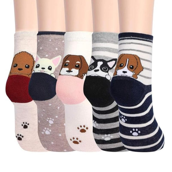 Cartoon Animal Printed Socks – Pack of 5 for Fun and Comfort