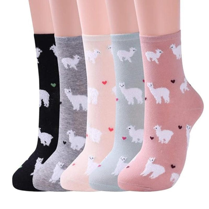 Cartoon Animal Printed Socks – Pack of 5 for Fun and Comfort