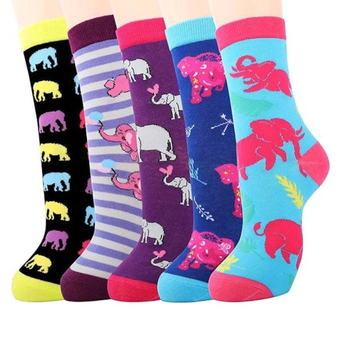 Cartoon Animal Printed Socks – Pack of 5 for Fun and Comfort