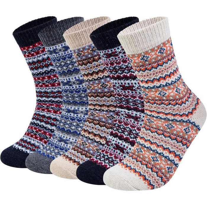 5 Pairs Comfortable Winter Wool Socks – Warmth and Softness