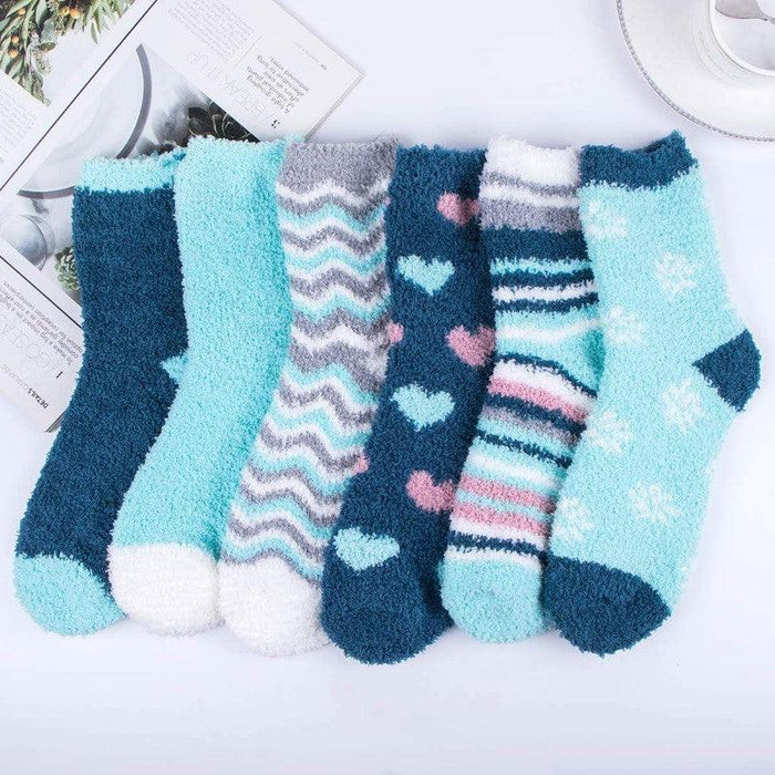 6 Pairs Cozy Plush Slipper Socks – Snug Fit and Non-Slip Design