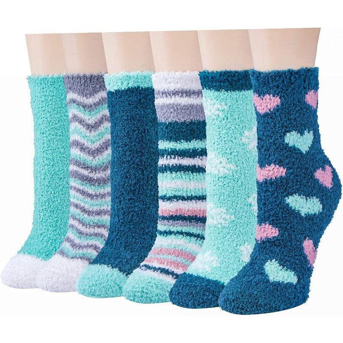 6 Pairs Cozy Plush Slipper Socks – Snug Fit and Non-Slip Design