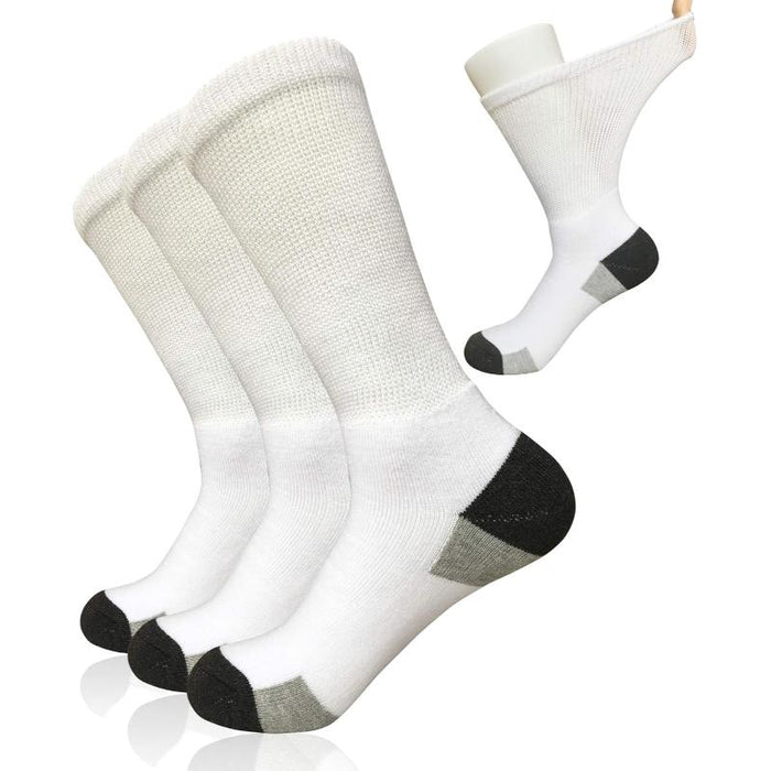 3 Pack Crew Cushioned Diabetic Socks - Comfort Fit