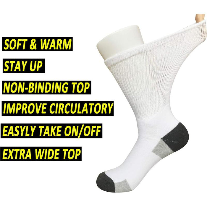 3 Pack Crew Cushioned Diabetic Socks - Comfort Fit