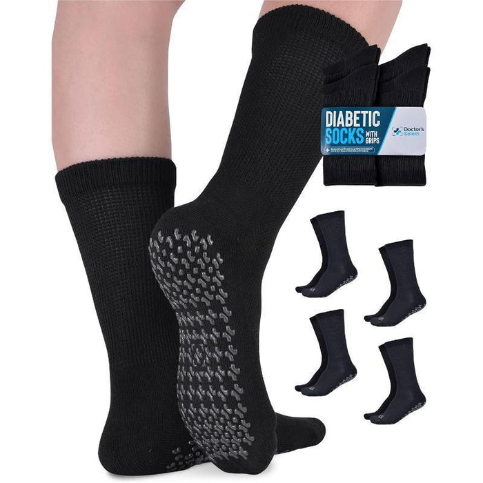 4 Pack Non Slip Diabetic Socks - Extra Wide Design and Stability