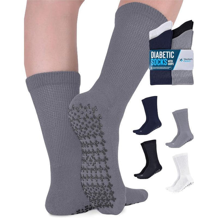 4 Pack Non Slip Diabetic Socks - Extra Wide Design and Stability