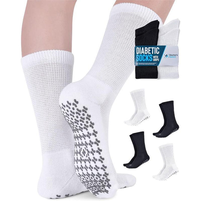 4 Pack Non Slip Diabetic Socks - Extra Wide Design and Stability