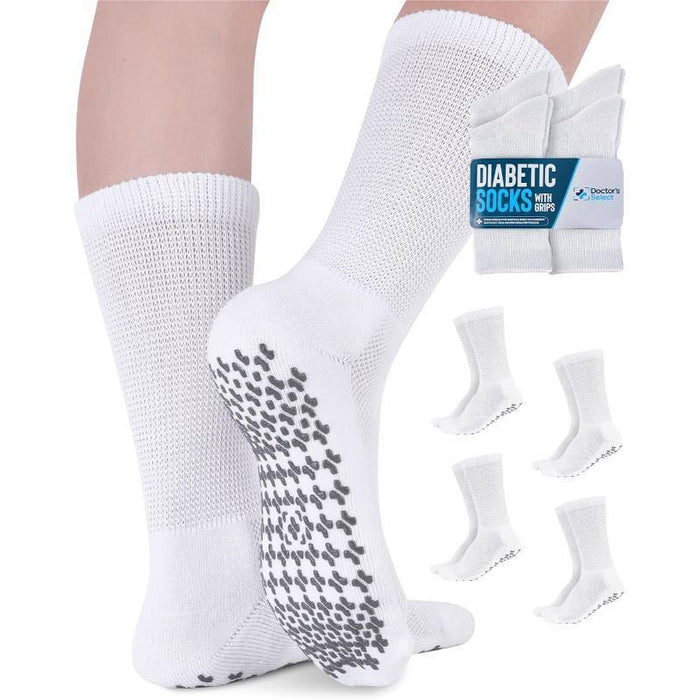 4 Pack Non Slip Diabetic Socks - Extra Wide Design and Stability