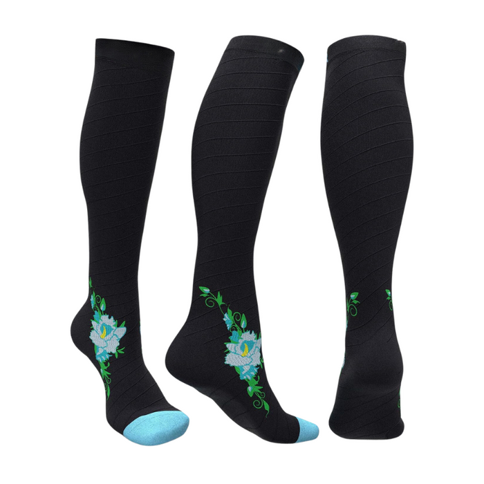 Floral Pattern Athletic Compression Socks – Style and Support