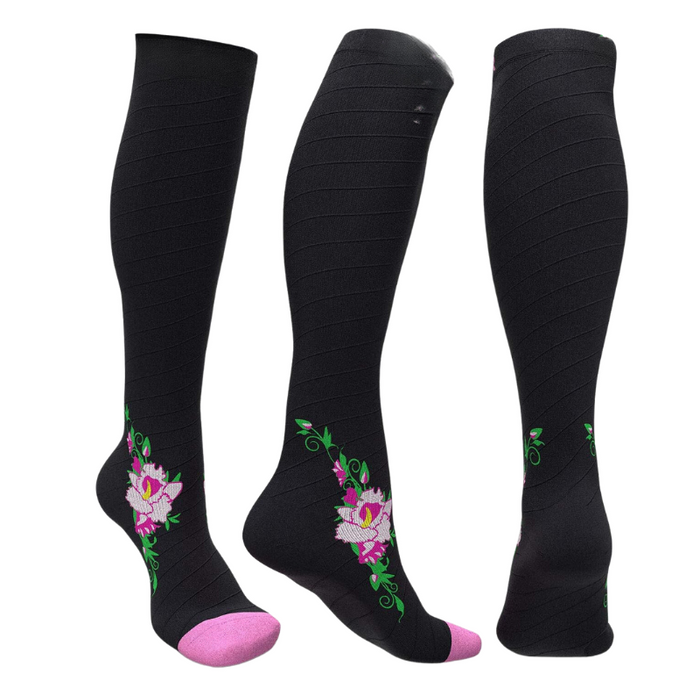 Floral Pattern Athletic Compression Socks – Style and Support