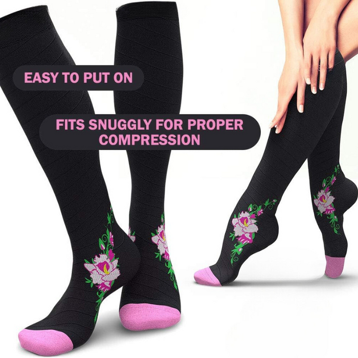 Floral Pattern Athletic Compression Socks – Style and Support