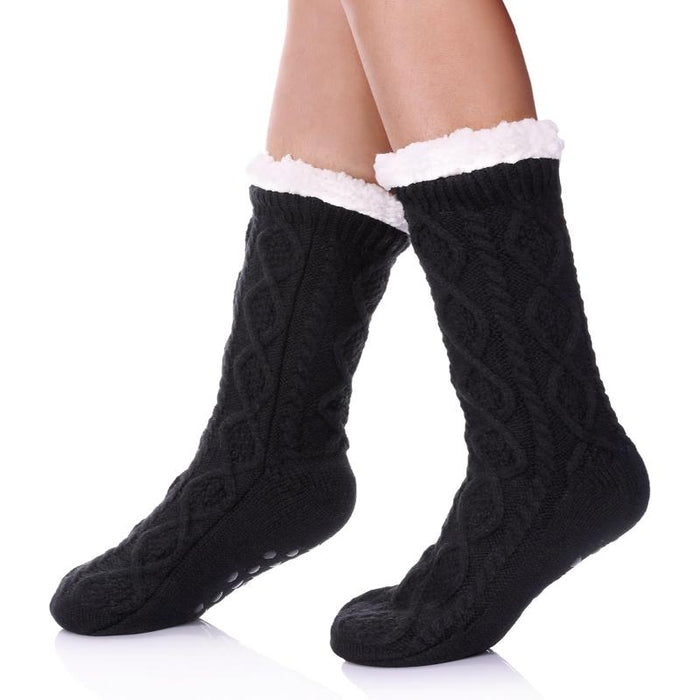 Fuzzy Print Grippers Diabetic Socks