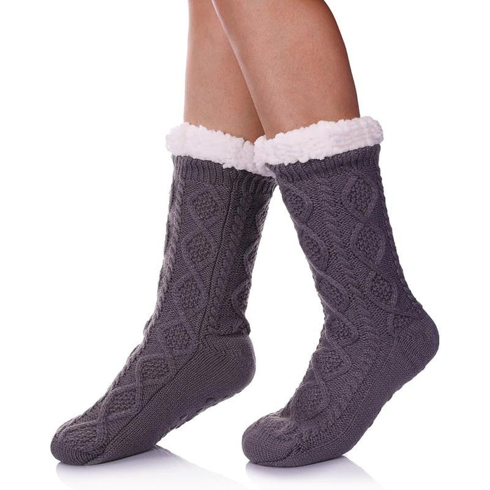 Fuzzy Print Grippers Diabetic Socks