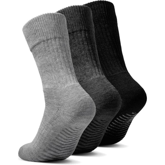 3-Pack Diabetic Gripper Socks - Non-Slip Comfort