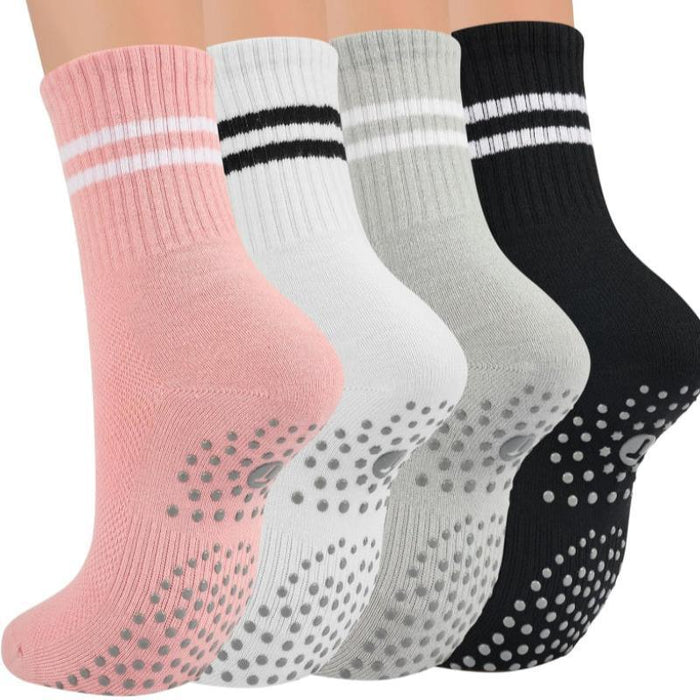 4 Pack Non-Slip Yoga Socks – Secure Grip and Comfortable