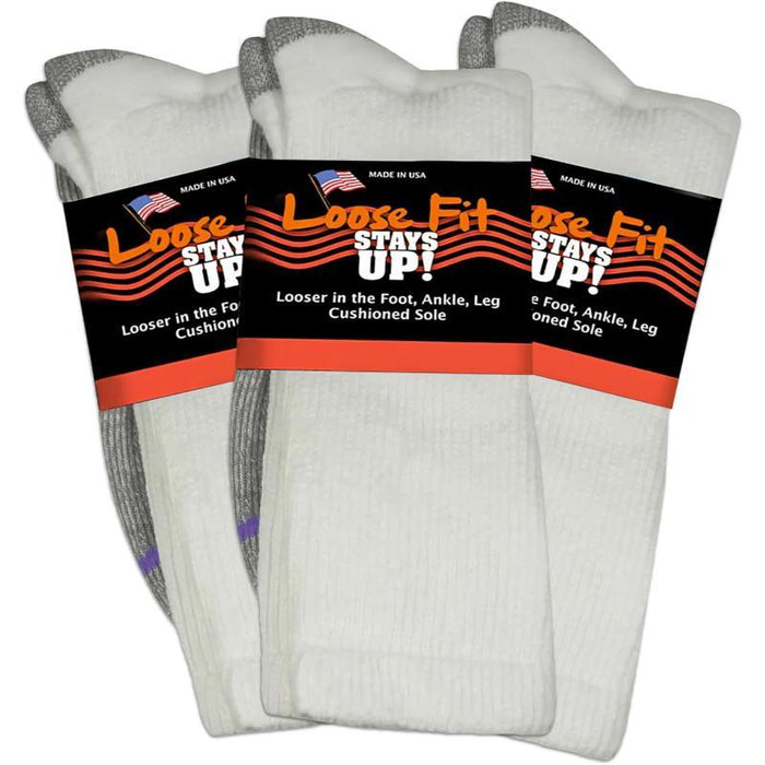 3-Pack Casual Crew Diabetic Socks - Soft and Supportive