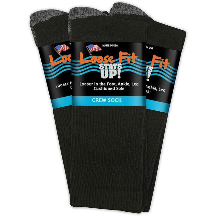 3-Pack Casual Crew Diabetic Socks - Soft and Supportive