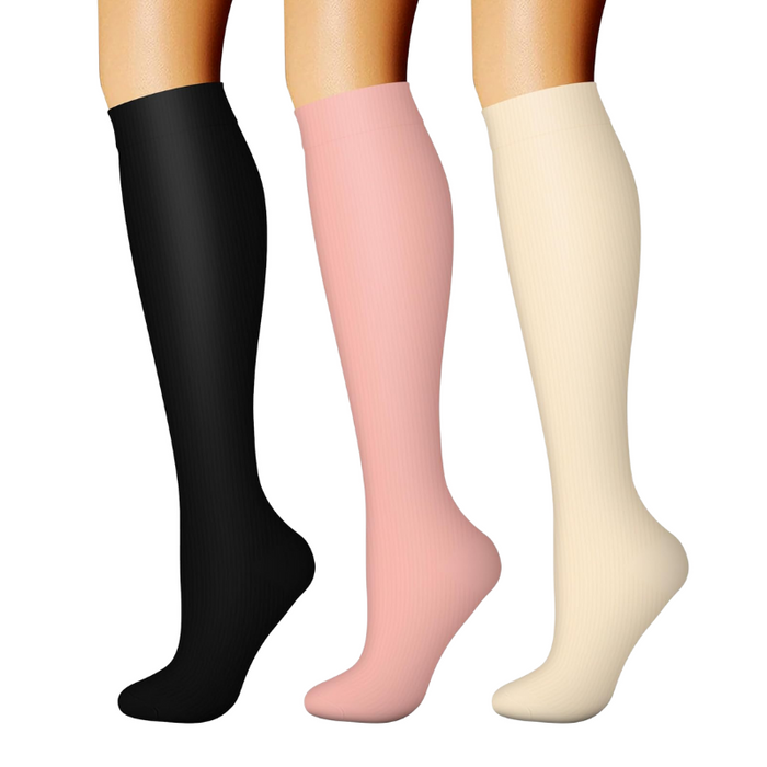 3-Pack Athletic Compression Socks - Minimalistic Style